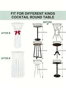 32"X43" / 24"X43" Round Cocktail Table Skirt, Spandex Stretch Round Tablecloth, Suitable For Bar, Pub, Wedding, Party, Banquet, Birthday Celebration And Other Occasions - Multicolor - View 4