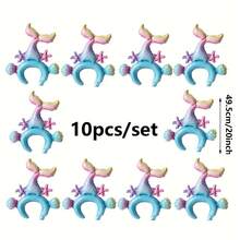 10pcs/Set Mermaid Themed Headbands & Balloons Set, Suitable For Birthday Party, Holiday Decoration, Theme Event Decor - Multicolor - View 6