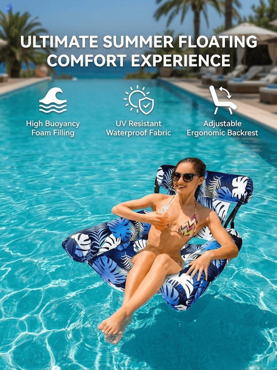 Inflatable Floating Pool Lounge Chair, Adult Inflatable Pool Hammock Chair, Floating Pool Bed Chair, Floral Print Floating Pool Sofa, Summer Pool Party, Inflatable Pool Supplies, Beach Essentials, Pool Floats