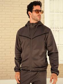 Men's Sweatshirt And Pants Set - Warm And Stylish With Cuffs - Premium Line - Gris - Ver 2
