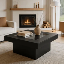 FKWin LED Infinity Mirror Coffee Table For Living Room - 黑色 - 查看 5