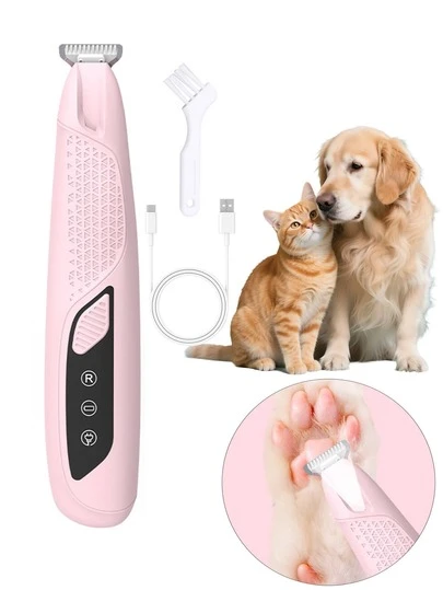 1pc LED Light Pet Nail Trimmer, Electric Dog Paw Clipper, Rechargeable Low Noise Pet Hair Grooming Trimmer For Cat Eye, Face, Ear And Paw Beauty Shaving, Waterproof, Random Color - For Cats & Dogs
