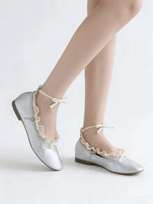 1/2 Pairs Spring/Summer Bow Lace-Up Ballet Mary Jane Flats Accessories Ankle Socks - Multicolor - View 6