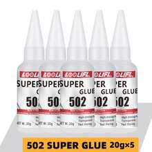 LOOLIFL 502 强力胶水 1-5支装 透明速干多用途强力胶，高强度瞬粘液体胶，适用于木材、塑料、亚克力、皮革、金属、鞋子维修、家居修补、DIY工艺品及日常维护 - N502 - 查看 4