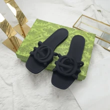 Women's Slippers Summer Fashion Flat Flip Flops Home Non-Slip Jelly Shoes Women's Shoes - Màu xanh lam - Xem 4