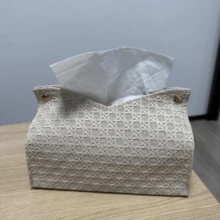 1 pieza Soporte para caja de pañuelos de unicolor con patrón tejido en relieve, material compuesto reforzado, dispensador de servilletas de escritorio vertical, adecuado para oficina, comedor, bar, sala de estar o dormitorio - Multicolor - Ver 11