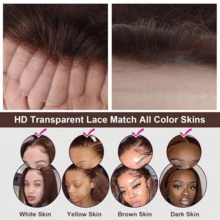 13x4 Frontal Real HD Lace Wig Invisible HD Lace Front Wigs 200% Density #4 Brown Blended Hair Pre Plucked Bleached Knots Straight Blended Hair Wigs 5x5 Pre Cut Glueless Wear And Go For Women 28 Inch Pre Plucked HD Lace Frontal Wig With Baby Hair Wig - Brown - View 8
