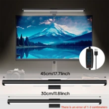 1pc Computer Monitor Desk Lamp, Three-Tone Dimmable Reading Light, Space-Saving Desktop Lighting Lamp For Study And Office Use, Home Learning Illumination Lamp, USB Desk Lamp, Computer Screen Mount Lamp, Computer Monitor / Display Supplemental Light, Office Desk Lamp, Study Illumination Lamp, Clip Lamp, Adjustable 45-Degree Angle, USB Powered - USB - View 3