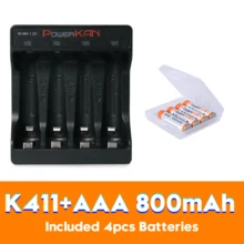 POWERKAN 必备充电套装：独立四槽 USB 电池充电器 + 4 节 1.2V AAA 可充电电池，适用于日常家用电子产品的高速充电 - 是 - 查看 11