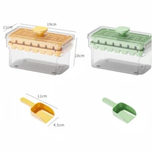 1 Bộ khay làm đá tự chế kèm nắp và muỗng, khuôn làm đá tái sử dụng, thiết kế một lớp/hai lớp với 34/68 ô, chất liệu nhựa, cần thiết cho đồ uống mùa hè, khuôn làm đá gia dụng. - Nhiều màu - Xem 2