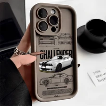 Esta funda para teléfono con estampado del Dodge Challenger es compatible con Apple  16E/15/14/13/12/11/PRO/PLUS/PROMAX/MINI, S/A/M/NOTE, S/G/EDGE/E, Transition Spark/HANTOM/CAMON/INFINIX, Honor 400/PLAY/X/Y, OPPO Reno/A/F, 14/Redmi/POCO/NOTE y otros modelos. Está fabricada con TPU transparente, sencillo, elegante y resistente. Es una opción ideal para San Valentín, Halloween, Navidad, para uso personal o como regalo. - Café integral - Ver 1
