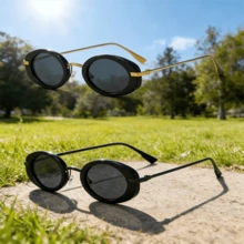 2 Pairs Oval Fashionable Eyeglasses, Flattering, Versatile Gold Rimmed Glasses For Spring/Summer - Multicolor - View 8