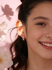 Artepollo 1 Pair 925 Sterling Silver Low Allergy Enamel Cross Earrings, Minimalist & Fashionable, Suitable For Daily Or Holiday Wear, Non-Fading, Lightweight, Gold-Tone Everyday Jewelry, Gift Box Packaging - one-size - View 2