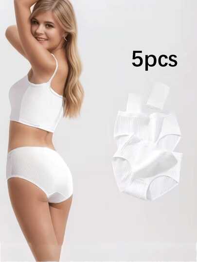 5pcs/Pack Disposable Cotton Underwear, Solid Color Breathable Comfortable, Convenient For Travel And Business Trip