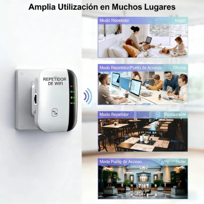 Repetidor WiFi 300Mbps Inalámbrico,Extensor de Señal WiFi para el Hogar, Amplificador de Señal de Alta Velocidad,Extensor de Alcance Largo con Puerto Etherne Compatible con Múltiples Dispositivos