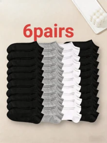 20/30 Pairs Women Black White Grey Ankle Socks, Fashionable Minimalist Short Socks - Black - View 24