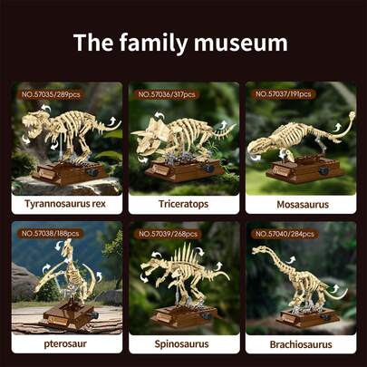 Bộ xếp hình khủng long, mô hình xương khủng long, bộ đồ chơi xếp hình hạt nhỏ, tương thích với các thương hiệu lớn, đồ chơi xếp hình khủng long bạo chúa Tyrannosaurus Rex, khủng long ba sừng Triceratops, khủng long bay Pterosaur để lắp ráp, khối xếp hình khủng long 3D, bộ sưu tập trưng bày, thích hợp làm quà tặng cho trẻ em trên 6 tuổi, quà sinh nhật, quà tặng sáng tạo, quà tặng ngày lễ, quà tặng lễ Phục sinh, quà Giáng sinh.
