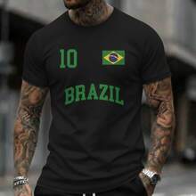 Men's T-Shirt World Cup Brazil 2026 100% Cotton 30.1 Yarn World Cup - 黑色 - 查看 2