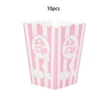 10 pièces/20 pièces/30 pièces Boîtes à pop-corn en papier rose avec motif de pop-corn, design à rayures blanches, convient pour les fêtes, contenants à pop-corn jetables pour les fêtes, anniversaires, soirées cinéma - Rose bonbon - Voir 13
