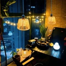 1 buah Lampu Gantung Rotan, Lentera LED Luar Ruangan, Beroperasi dengan Baterai (Baterai Tidak Termasuk), Dekorasi Gaya Boho Skandinavia, Cocok untuk Halaman, Teras, Taman, Balkon, Kafe, dan Toko Buku - kotak baterai - View 3