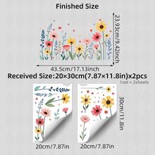 2 buc/set autocolante autoadezive detașabile cu flori roz, galbene, frunze verzi și puncte roșii, potrivite pentru decorarea ușilor/ferestrelor și decorul casei la țară, fabricate din material PVC detașabil care nu lasă urme - Multicolor - Vizualizare 7