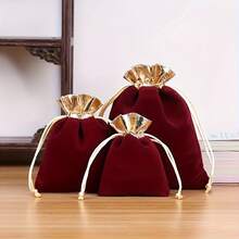 Velvet Jewelry Sachet With Gold-Plated Pull Cord - Elegant Flannel Gift Bag For Parties, Weddings And Special Events - 3 Sizes, Luxurious Material, Perfect For Jewelry Storage And Gift Giving - Multicolor - View 9