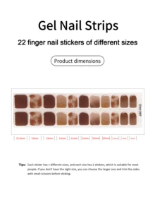 Tiras de gel de uñas semi curadas, 20 piezas de envoltorios de calidad de salón de larga duración, pegatinas de gel de uñas de fácil aplicación y remoción con luz UV - Granate - Ver 4