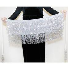 Sequin Tassel Mini Skirt, Women's Sexy Crop Top Skirt, Adjustable Waistband, Sarong Style, Carnival/Dance Performance Costume - Multicolor - View 15