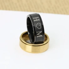 Anillo grabado personalizado para hombres, anillo giratorio personalizado para la ansiedad, su anillo de promesa, anillo de acero inoxidable, banda giratoria personalizada - Multicolor - Ver 4