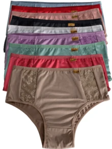 Kit 9 Calcinha Calçola Conforto Com Renda Senhora Tangão Cintura Alta Microfibra Lingerie Mulher Conforto - Multicolorido - Visão 12