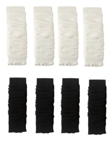 1/2/4 Pairs Women's Fluffy Warm Thickened Versatile Autumn/Winter Leg Warmers, Stylish Minimalist Knee High Leg Warmers - Multicolor - View 7
