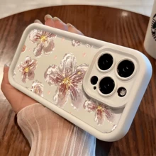 Esta funda para teléfono con estampado de flores de cerezo estilo pintura al óleo es compatible con Apple  16E/15/14/13/12/11/Pro/PLUS/Pro Max/MINI, S/A/M/NOTE, S/G/EDGE/E, Transition Spark/HANTOM/CAMON/INFINIX, Honor 400/PLAY/X/Y, OPPO Reno/A/F, 14/Redmi/POCO/NOTE y otros modelos. Está hecha de TPU transparente, sencillo, elegante y duradero. Es una opción ideal para el Día de San Valentín, Halloween, Navidad, para uso personal o como regalo. - Blanco - Ver 4