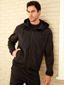 Men's Sweatshirt And Pants Set - Warm And Stylish With Cuffs - Premium Line - 黑色 - 查看 3