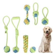 Dog Toy Rope With Knot 5-Piece Set Puppy Chew Toy Puppy Toy Indestructible Teeth Training Cotton Dog Ropes Set For Dogs Puppies Cats Pets - Mint Green - View 8