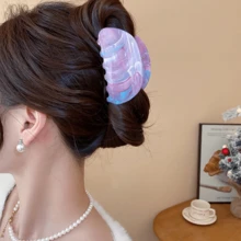 1个亚克力椭圆形扎染极简时尚发爪 - 彩色 - 查看 5