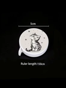 迷你伸缩卷尺，猫咪和星星图案设计，公制和英制双刻度，长度150厘米，柔软灵活，适用于人体测量、缝纫、手工制作、家居装饰等。 - 多色2 - View 2