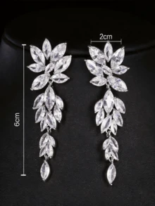Anting Gantung Daun Tetesan Air Mata Kristal Elegan untuk Wanita, Cocok untuk Acara Formal dan Pernikahan - Anting-anting II - View 6