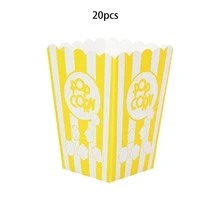 10 piezas/20 piezas/30 piezas Cajas de palomitas de maíz de papel amarillo, cajas de palomitas de maíz con patrón de palomitas de maíz y rayas blancas, adecuadas para fiestas, contenedores de palomitas de maíz para fiestas, cumpleaños, noche de cine - Amarillo - Ver 14