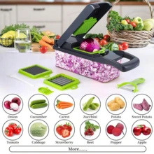 Multi-Function Vegetable Chopper, 16-In-1 Food Slicer Dicer With 8 Ultra-Sharp Blades, Onion And Vegetable Cutter, Professional Kitchen Tool With Collection Container - Multicolor - View 2