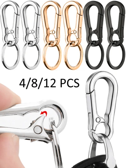 2/4/6个金属葫芦扣钥匙扣攀爬钩汽车钥匙锌合金汽车钥匙扣，戒指架收纳器，情侣可爱钥匙扣戒指时尚挂扣适合家居、汽车钥匙，男女通用。