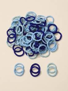 100pcs/Pack Random Color Children's Spiral Hair Ties - Blue - View 2