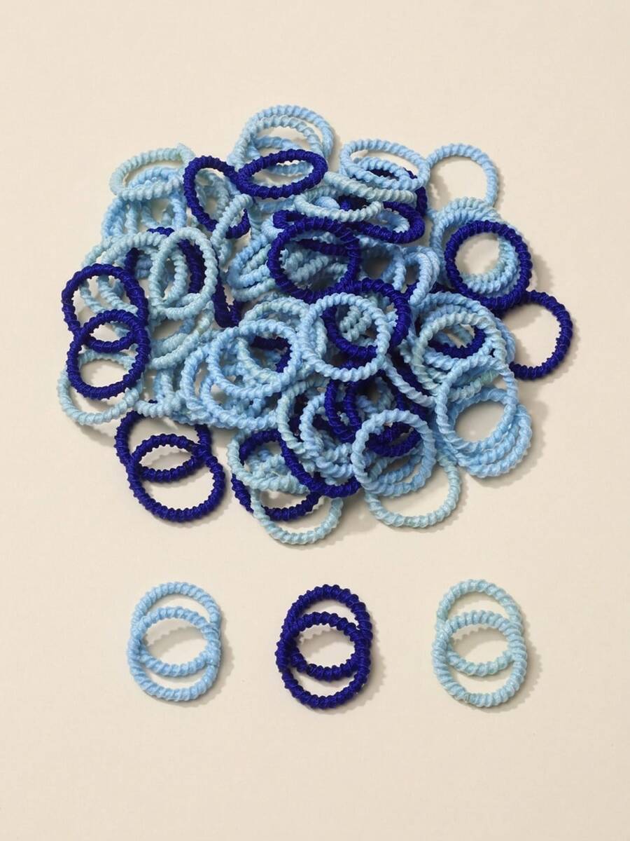 100pcs/Pack Random Color Children's Spiral Hair Ties - Blue - View 1