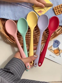 4pcs Heat Resistant Non-Stick Kitchen Utensil Set, 8-Inch (8.07-Inch) Silicone Spoon, Mixing Spoon, Soup Spoon, Rice Spoon, Adult Spoon, Dining Spoon, Suitable For Mixing, Baking, Serving And Cooking - Multicolor - View 11