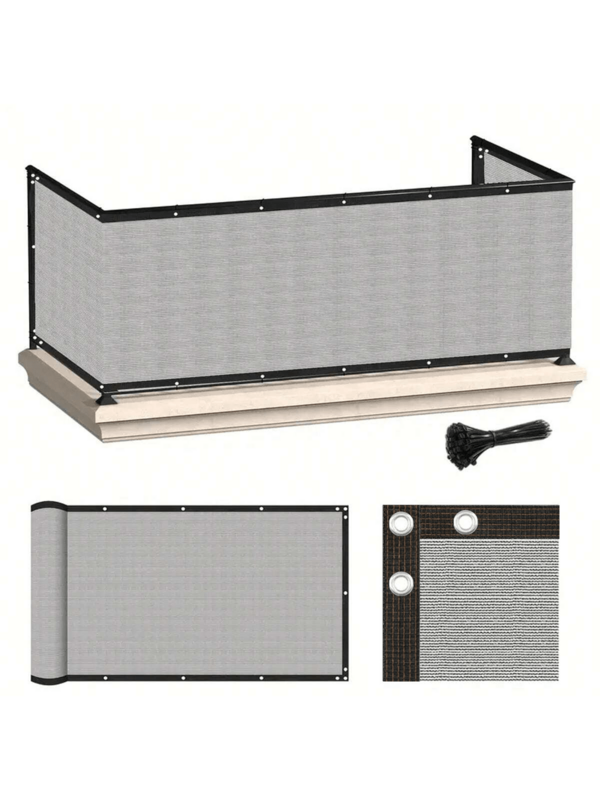 150GSM Heavy Duty Privacy Screen Fence, Windscreen Shade Cloth With Grommets UV Protection, Suitable For Apartment, Patio, Backyard, Pool, Porch, Includes 50 Zip Ties (1 Piece, Gray)