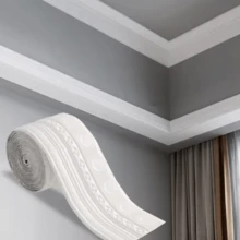 1pc 14cm X 230cm 3D Line Wall Sticker, Door Frame Decor, Made Of 3D Flexible Foam With Removable Self-Adhesive Base, Self-Adhesive Waist Decorative Strip, Wall Edge Decorative Line, Baseboard Sticker - A - View 3