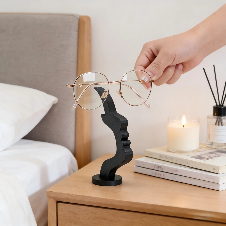 Unique Curved Glasses Holder, Elegant Artistic Storage Solution With Minimalist Design, Desktop Or Bedside Table Decoration, Holiday Gift, Office Desk Accessories - 查看 1