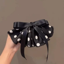 1pc French Polka Dot Bow Ribbon Hair Clip, Satin Hairpin For Updo Hairstyle - Multicolor - View 7
