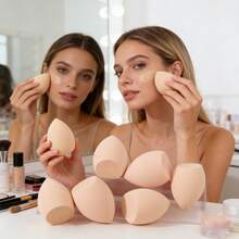 1pc Fashionable Large Pink Makeup Sponge, Made Of Skin-Friendly Hydrating Material, Quickly Expands When Wet, Suitable For Gentle Makeup Application, Reusable, Non-Shedding, High Density & Elasticity, Ideal Makeup Tool - Khaki - View 7
