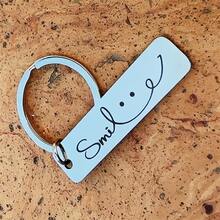 Móc khóa khắc hình mặt cười tối giản, bằng thép không gỉ, quà tặng cá nhân hóa cho Ngày Valentine, Giáng sinh, Kỷ niệm, Sinh nhật. - Đơn giản - Xem 9