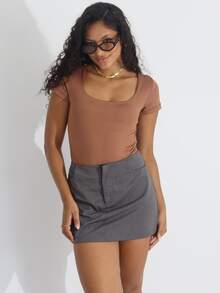 Kit 2 Women's Bodysuit With Square Neckline And Short Sleeves In Suplex - Baby Pink/Brown - View 2